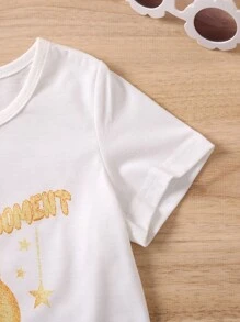 Toddler Girls Moon & Letter Graphic Tee - White - View 4