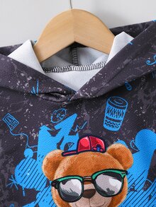 小男童卡通圖案連帽背心上衣