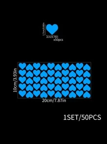 50 piezas Pegatina de pared con diseño de corazón brillante en oscuro - Beis - Ver 2