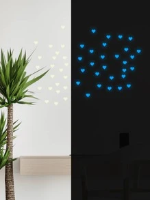 50 piezas Pegatina de pared con diseño de corazón brillante en oscuro - Beis - Ver 3