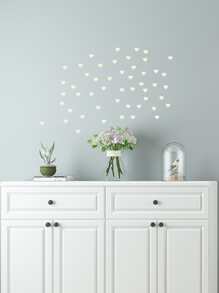 50 piezas Pegatina de pared con diseño de corazón brillante en oscuro - Beis - Ver 7