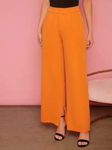 SHEIN Unity High Waist Wide Leg Trousers - Orange - View 4