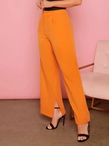 SHEIN Unity High Waist Wide Leg Trousers - Orange - View 1