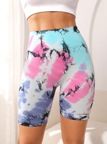 Gameset SHEIN Sport Tie Dye Wideband Waist Sports Biker Shorts