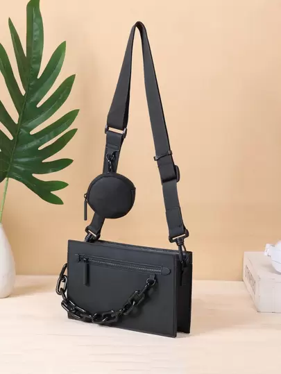 2pcs Men's Fashion Shoulder Bag, Crossbody Bag Set For Party, Travel, Festival Purse Vintage Side Bags For Men Pouch Valentine'S Day Phone Bag