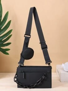 2 peças bolsa de ombro da moda masculina, conjunto de bolsa crossbody para festa, viagem, festival