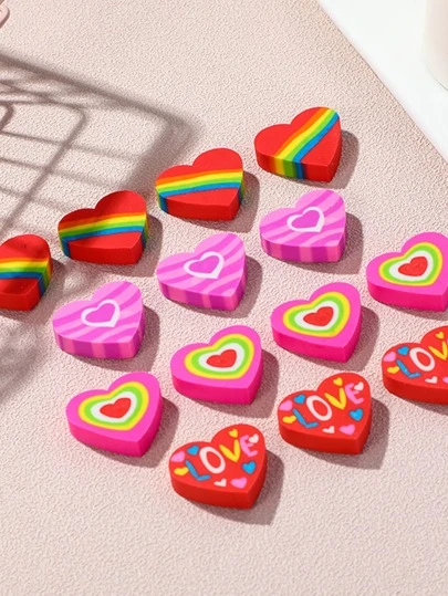 6入組心形隨機橡皮