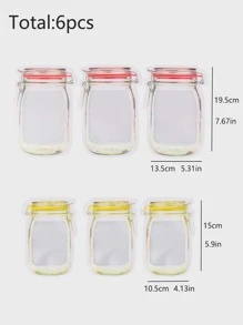 6入組瓶形食物儲存袋 - 彩色 - 查看 2