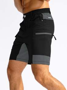 G Gradual 男士雙色拉鍊口袋側短褲 - 黑色 - 查看 2