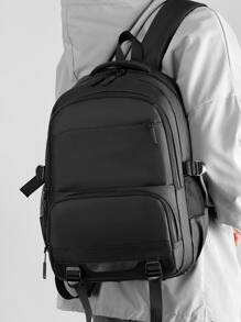 Minimalist Casual Business School Backpack - Black - View 1