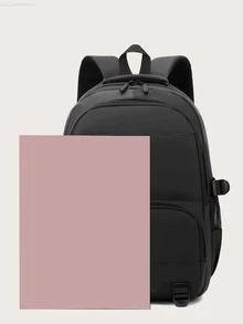 Minimalist Casual Business School Backpack - Black - View 3
