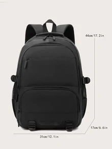 Minimalist Casual Business School Backpack - Black - View 5
