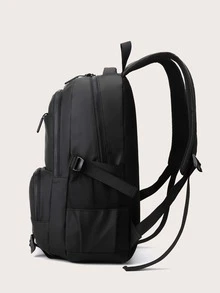 Minimalist Casual Business School Backpack - Black - View 7