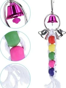 1pc Bell & Bead Decor Bird Toy - Multicolor - View 4