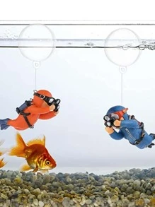 隨機顏色 Cute 潛水員造型手工藝裝飾，適用於魚缸，採用樹脂材質，不會對魚產生傷害的景觀裝飾 - 彩色 - 查看 2