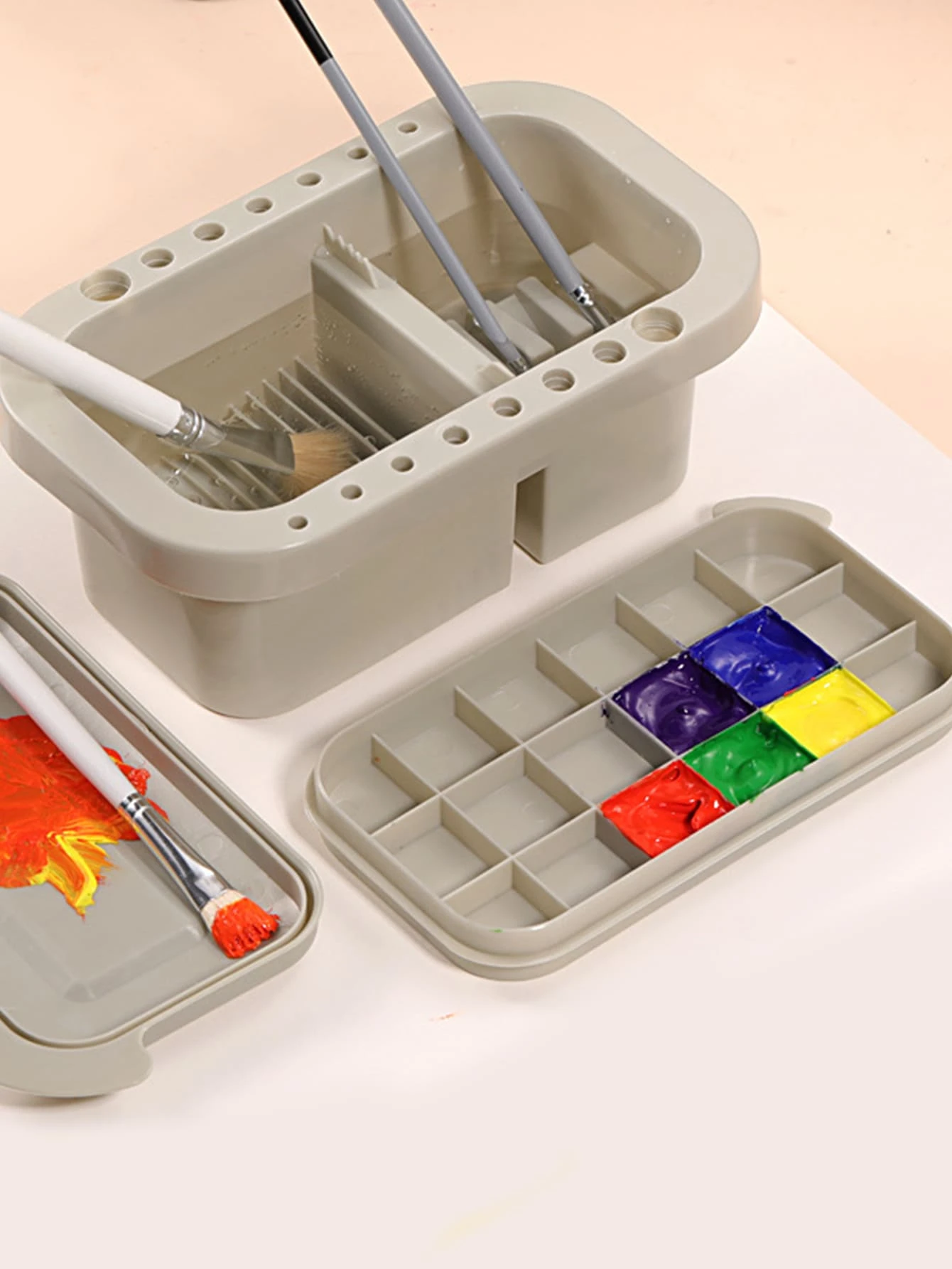 1pc Multifunction Painting Brush Washer - Light Grey - View 1