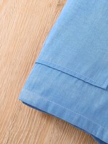 Girls Paperbag Waist Belted Shorts - Blue - View 4