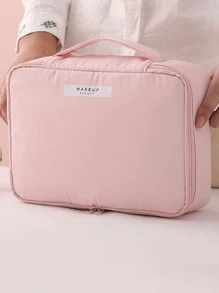 1Pc Pink Soft Travel Large Capacity Makeup Bag For Women Girls ,Makeup Bag Makeup Pouch Skincare Bag Toiletry Bag Packing Cubes,Travel Essentials Cruise Essentials Dorm Essentials,Wedding Bridesmaid Gifts,Mom Gifts,Birthday Gifts,Gifts For Friends And Teachers,Home Decor,Bathroom Livingroom Bedroom Decor,Bathroom Organizer,Jewelry Organizer,Lip Oil Organizer,Nail Polish Organizer - Pink - View 4
