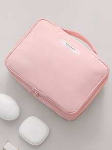 1Pc Pink Soft Travel Large Capacity Makeup Bag For Women Girls ,Makeup Bag Makeup Pouch Skincare Bag Toiletry Bag Packing Cubes,Travel Essentials Cruise Essentials Dorm Essentials,Wedding Bridesmaid Gifts,Mom Gifts,Birthday Gifts,Gifts For Friends And Teachers,Home Decor,Bathroom Livingroom Bedroom Decor,Bathroom Organizer,Jewelry Organizer,Lip Oil Organizer,Nail Polish Organizer - Pink - View 5