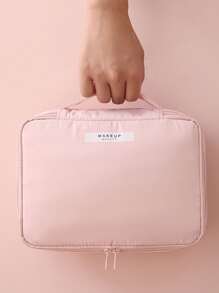 1Pc Pink Soft Travel Large Capacity Makeup Bag For Women Girls ,Makeup Bag Makeup Pouch Skincare Bag Toiletry Bag Packing Cubes,Travel Essentials Cruise Essentials Dorm Essentials,Wedding Bridesmaid Gifts,Mom Gifts,Birthday Gifts,Gifts For Friends And Teachers,Home Decor,Bathroom Livingroom Bedroom Decor,Bathroom Organizer,Jewelry Organizer,Lip Oil Organizer,Nail Polish Organizer - Pink - View 6