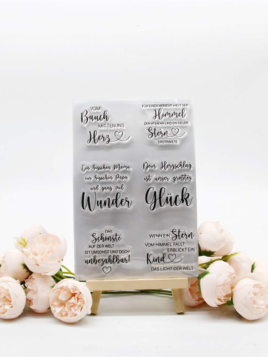 1 pieza Sello con estampado de slogan - transparente - Ver 1