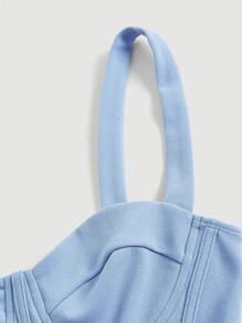 SHEIN MOD Vestido midi ajustado azul con espalda dividida, silueta esbelta y copas de busto - Celeste - Ver 4