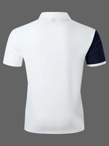 Manfinity Men Striped Print Quarter Zip Polo Shirt - White - View 2