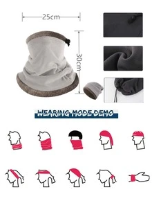 Sun Protective Anti UV Outdoor Sports Plush Neck Gaiter - Light Grey - View 3