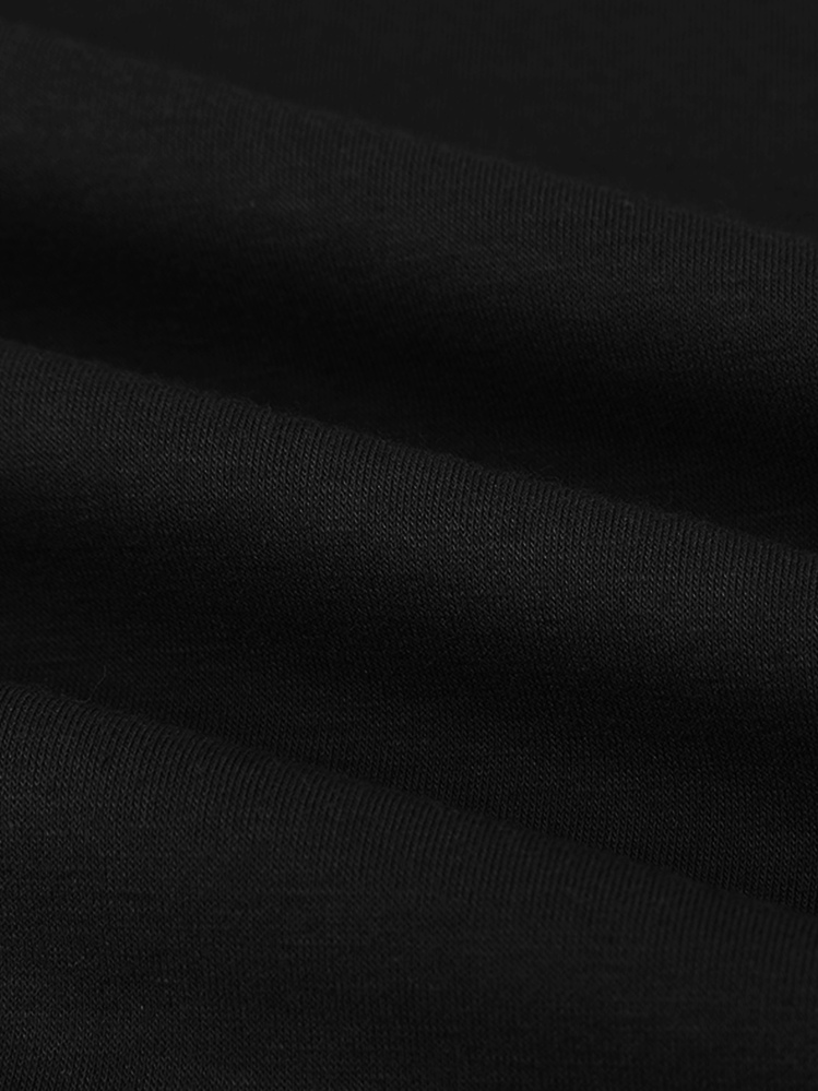 Men's Contrast Color V-Neck Long Sleeve Button Decor Casual T-Shirt, For Fall - Black - View 5