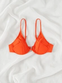 素色鋼圈比基尼泳裝上衣 - 橘色 - 查看 5