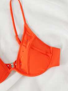 素色鋼圈比基尼泳裝上衣 - 橘色 - 查看 4