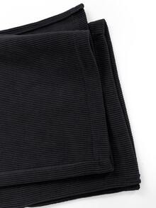 Pantalones rectos con estampado de letra de cintura con cordón - Negro - Ver 5