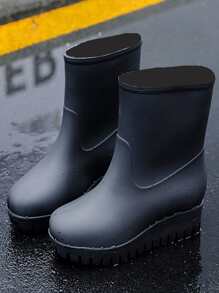 Minimalist Slip-On Rain Boots - Black - View 1