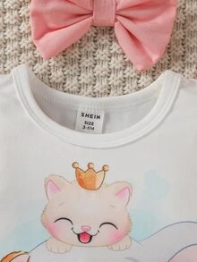 嬰兒卡通圖案荷葉邊連身短褲帶配件髮箍 - 彩色 - 查看 5