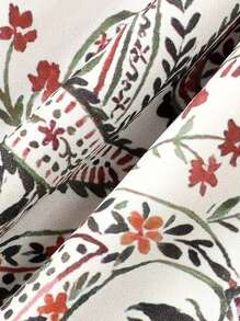 小女童佩斯利印花腰部打褶荷葉邊洋裝