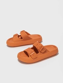 Chanclas con diseño de hebilla con doble banda - Naranja - Ver 2