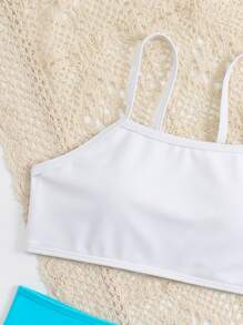 Tween Girl Color Block Bikini Set Summer Beach - Multicolor - View 4