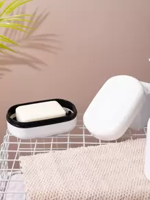 1pc Two Tone Soap Dish - Multicolor - View 1