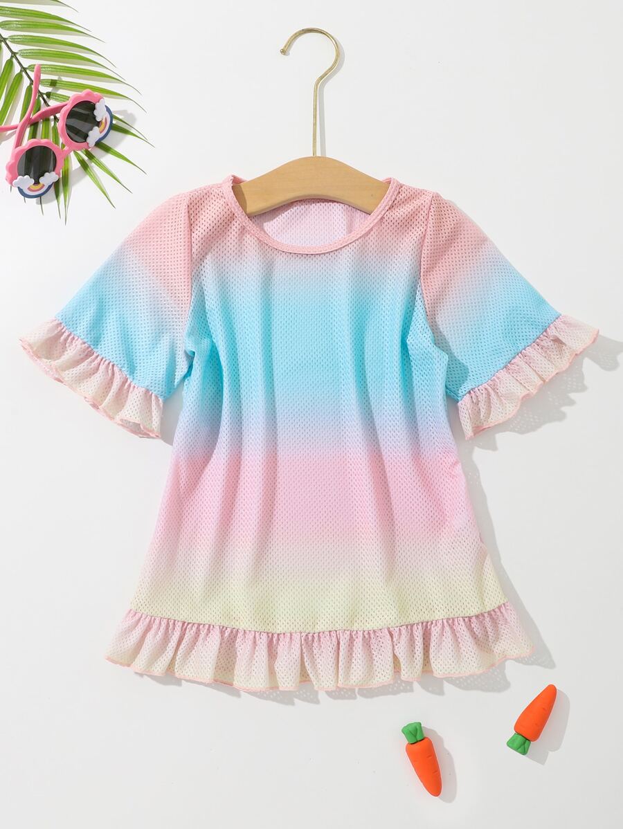 小女童漸層荷葉邊罩衫 - 彩色 - 查看 1
