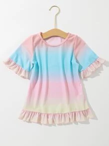 小女童漸層荷葉邊罩衫 - 彩色 - 查看 5