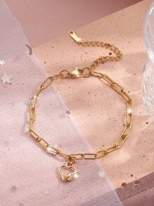 Wing Detail Heart Charm Bracelet - Multicolor - View 4