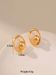 Ball Decor Stud Earrings - Yellow Gold - View 5