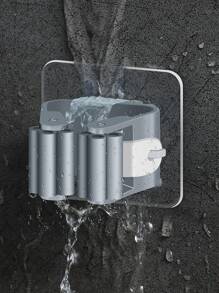 2pcs, Broom Hanger Storage Rack Organizer Clips Clamping Seamless Mop Hooks Bathroom Tools Suction Hanging Pipe Hooks Household Tools - Grey - View 5