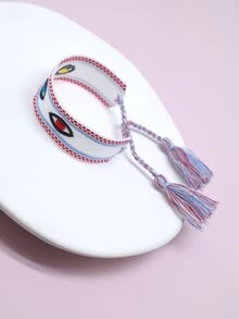 Eye Embroidered Tassel Decor Bracelet - Multicolor - View 2