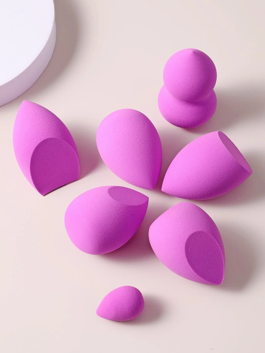 7PCS Makeup Sponge,Suitable For Cream & Powder Concealer, Loose Powder Makeup Applicator - Purple - View 1