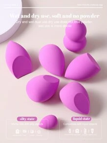 7PCS Makeup Sponge,Suitable For Cream & Powder Concealer, Loose Powder Makeup Applicator - Purple - View 3