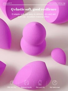 7PCS Makeup Sponge,Suitable For Cream & Powder Concealer, Loose Powder Makeup Applicator - Purple - View 6