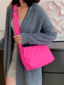 Túi Crossbody Nữ Kẻ sọc Có thể điều chỉnh được Mốt - Màu Hồng Tươi - Xem 1