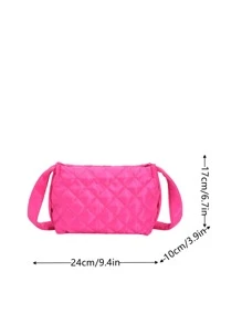 Túi Crossbody Nữ Kẻ sọc Có thể điều chỉnh được Mốt - Màu Hồng Tươi - Xem 3