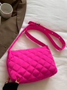 Túi Crossbody Nữ Kẻ sọc Có thể điều chỉnh được Mốt - Màu Hồng Tươi - Xem 5